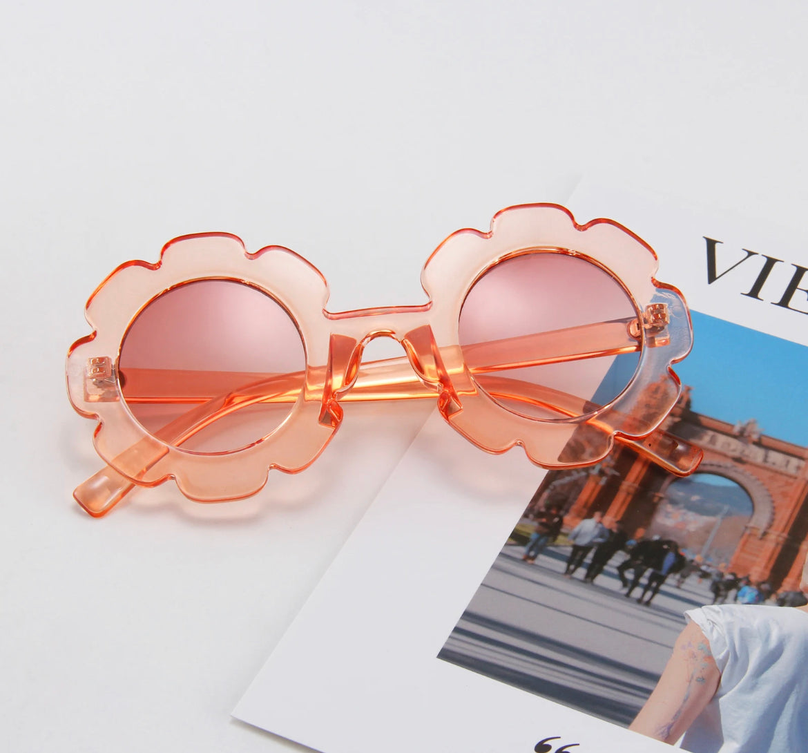 Flower Power Sunglasses - Clear Pink