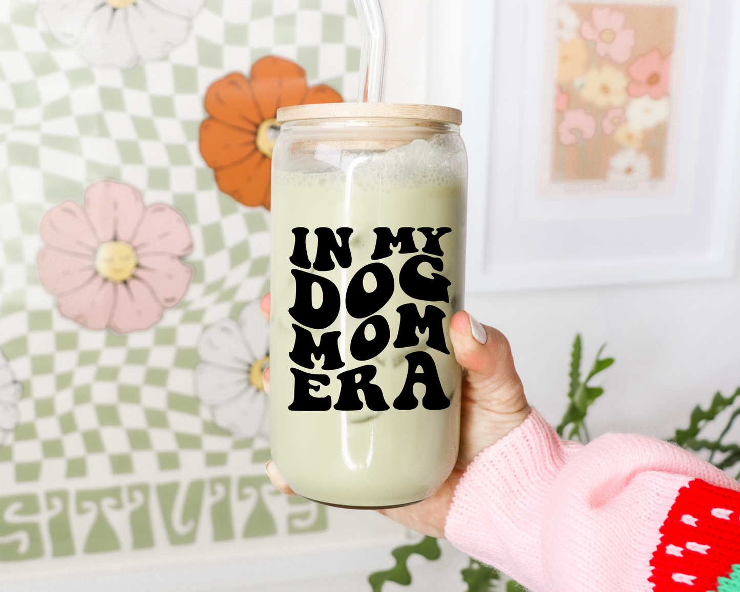 In my Dog Mom Era 16 oz Glass Cup