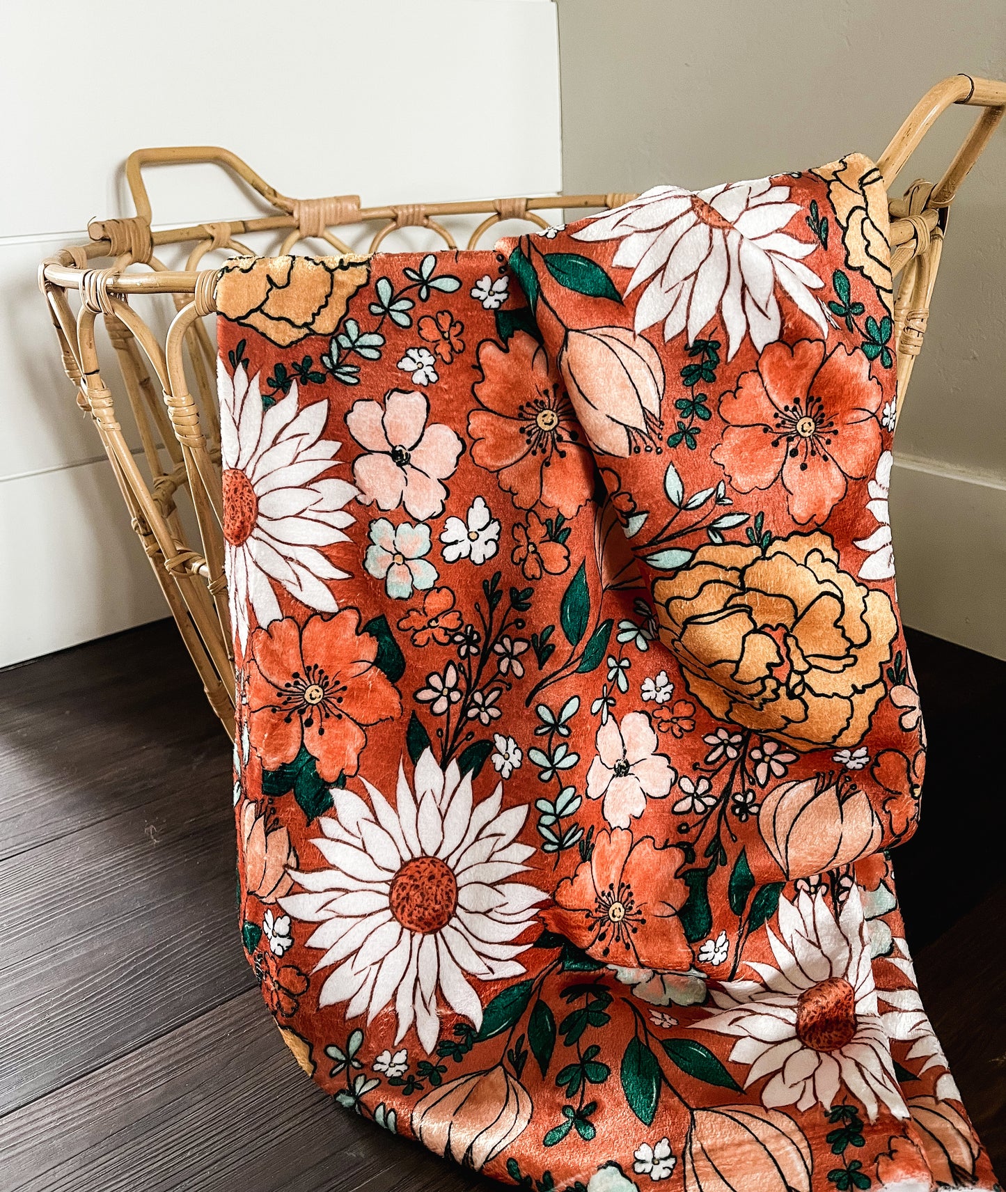 Rust Floral Blanket