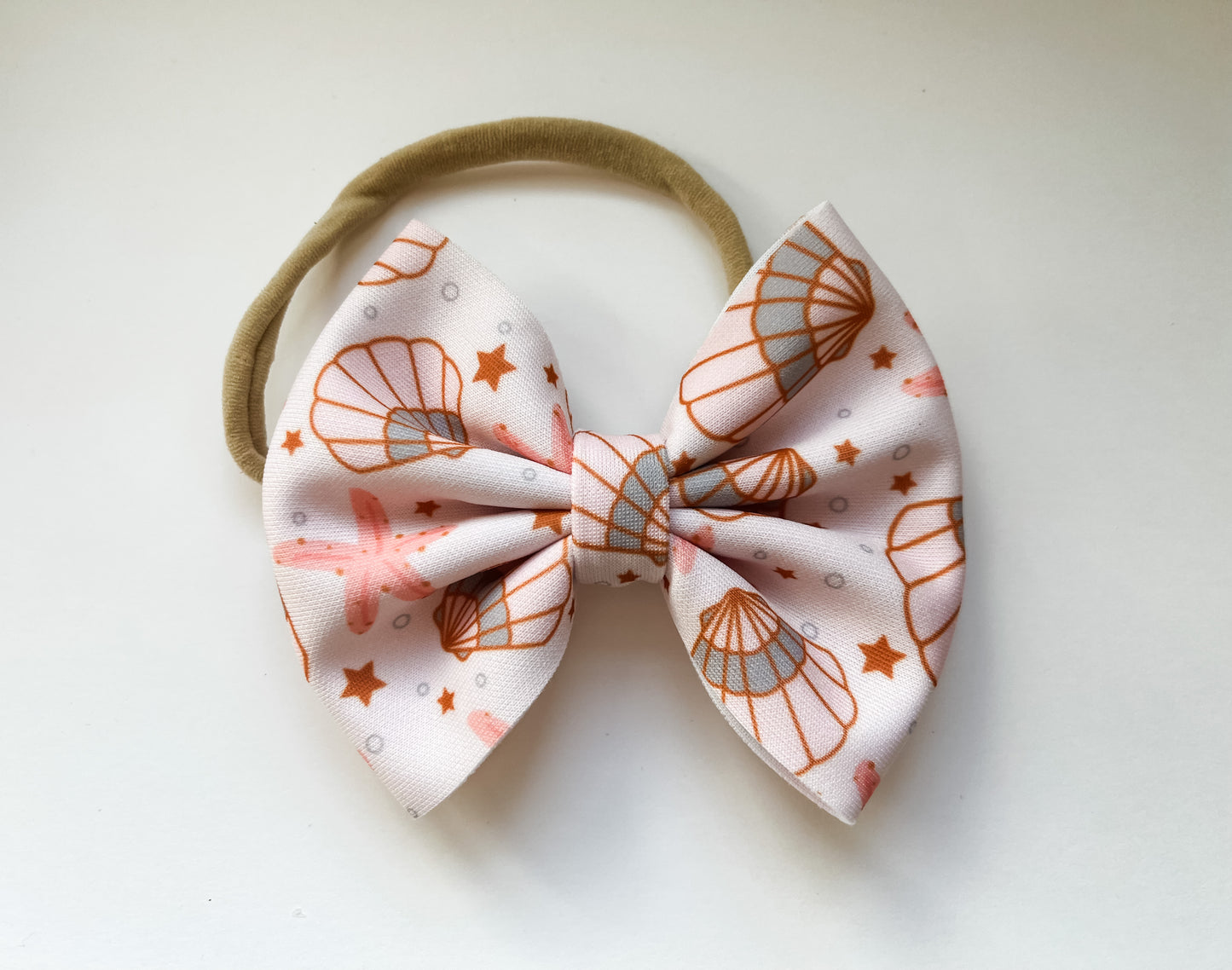 Pink Seashells Baby Bow Headband