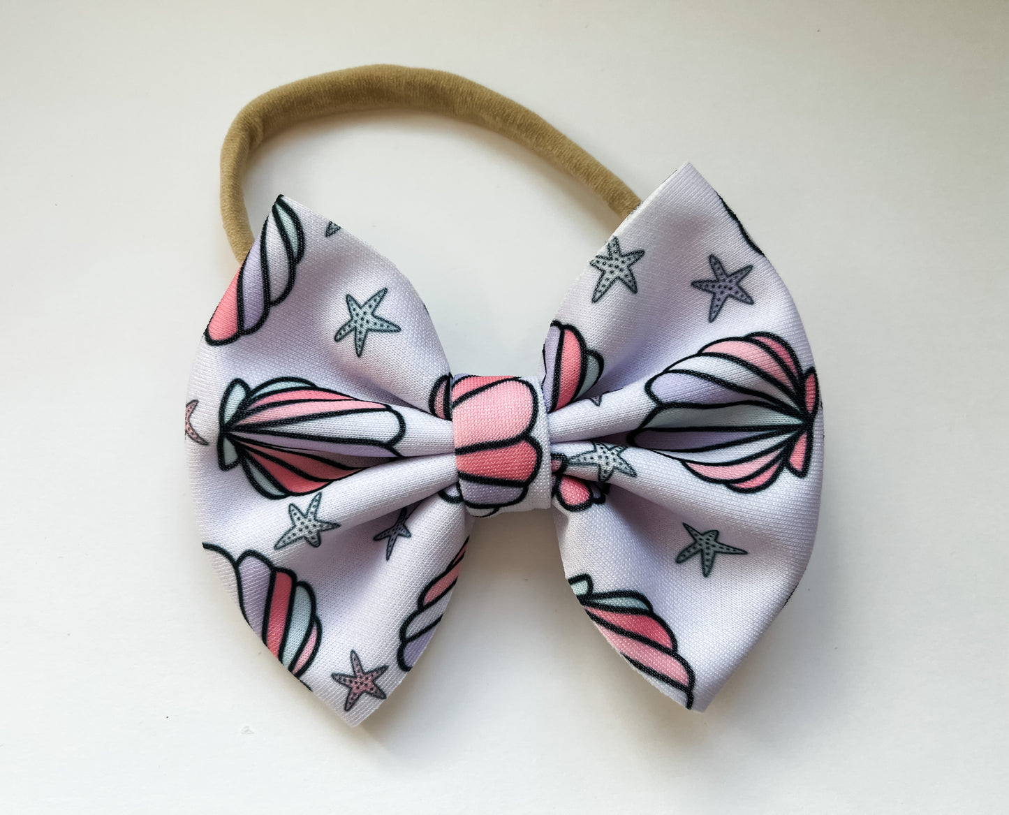 Purple Seashells Baby Bow Headband