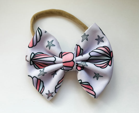 Purple Seashells Baby Bow Headband